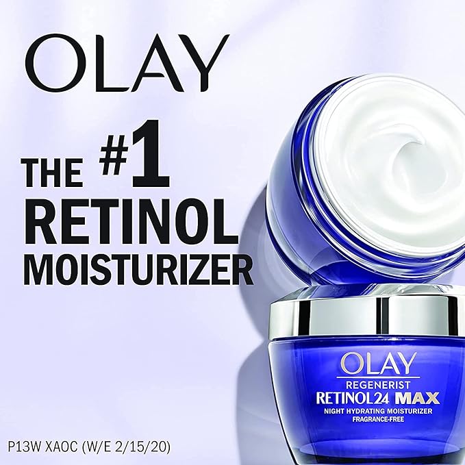 Olay Regenerist Collagen Peptide 24 MAX Hydrating Face Moisturizer (1.7 Oz) and Retinol 24 MAX Night Face Cream, Fragrance Free (1.7 Oz) + 2 Travel Size Whip Face Moisturizers