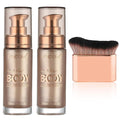PHOERA Body Shimmer Oil,Waterproof Long Lasting Moisturizing Body Luminizer Glow, Illuminator Highlighter for Face with Makup Bursh, 1oz/Jars(2PCS 101 Rose Gold)