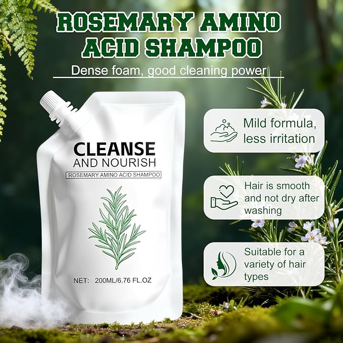 2PCS Rosemary Amino Acid Shampoo, Hair Growth Shampoo for Thinning Hair for Women and Men, with Gentle Formula, Moisturizing and Nourishing, Strengthening Scalp