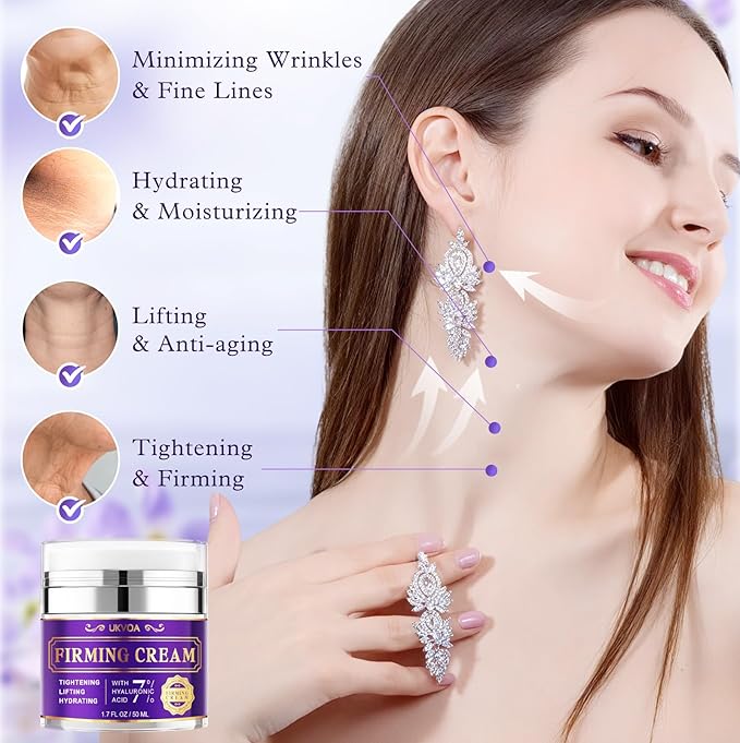 UKVOA Retinol Neck & Face Wrinkle Cream for Women, Neck Cream for Tightening and Firming, Anti Aging Skin Care with Collagen & Hyaluronic Acid, Instant Face Lift Cream 2-Pack