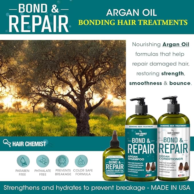 Hair Chemist Bond & Repair Argan Oil - Bonding Treatment for Damaged Hair, 7.1 Ounces