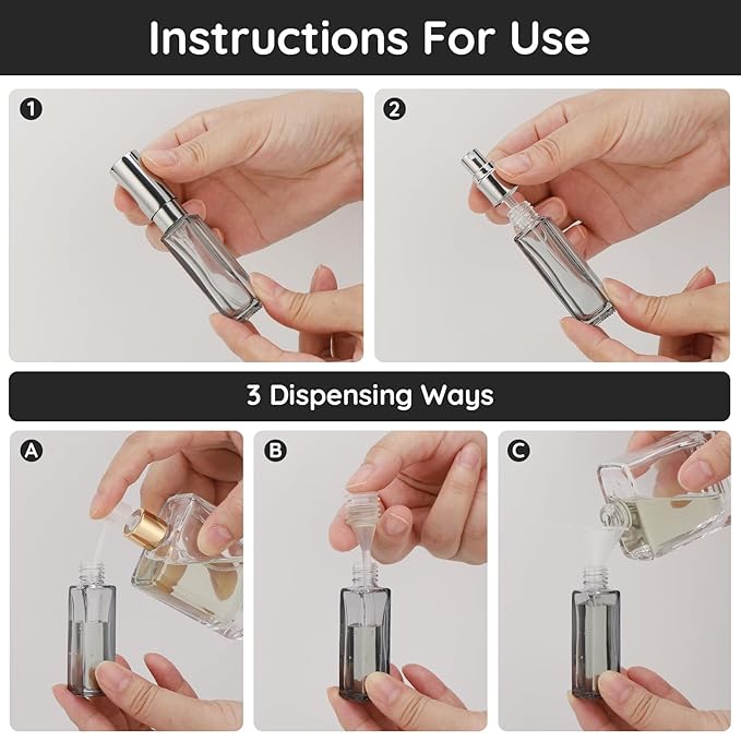 Segbeauty 10ML Empty Perfume Bottles, 10pcs Mini Refillable Atomizer, Portable Leak-proof Glass Spray Bottles for Travel Sample Dispenser