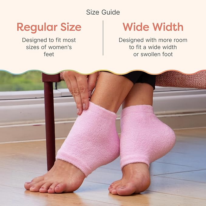 ZenToes Moisturizing Socks for Cracked Heel Treatment, Vitamin E, Olive Oil and Jojoba Oil Infused Heel Socks, Spa Gifts for Women, Mothers Day Gifts (Fuzzy Pink, Regular)
