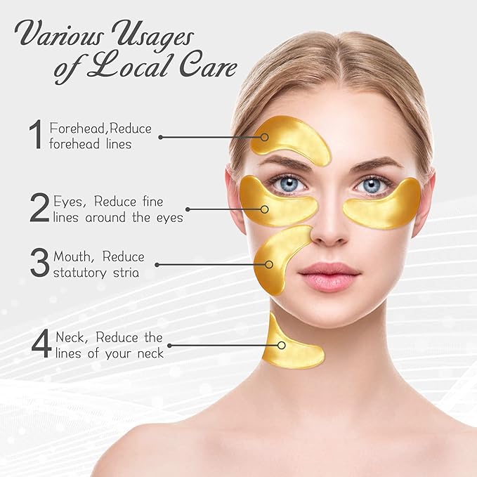 30 Pairs Crystal Collagen Under Eye Mask, Gold Gel Collagen Eye Pad For Moisturizing, Reducing Dark Circles & Puffy Eyes (30 Pairs Gold)