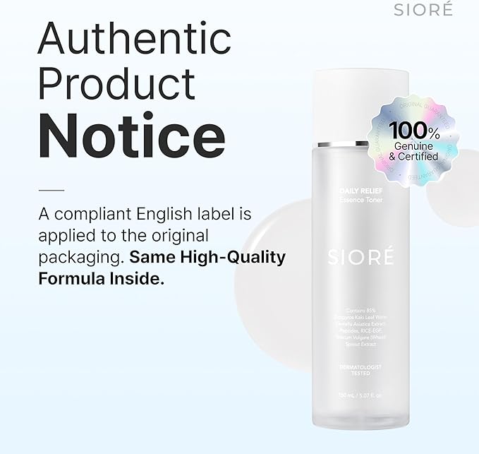 Siore Daily Balance Essence Toner | Daily Soothing Toner with Centella and Wheat Sprout Extract, RICE-EGF and Peptides | Korean Pharmacy Anti-Aging Skin Care