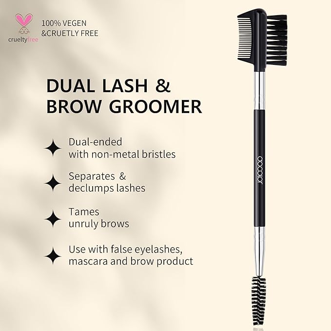 docolor 3 Head Eyebrow Eyelash Shaper Eyelash Comb Double Head Brush Makeup Grooming Tool cosmetic with 3 Different Spoolie Brushes for Separating Lashes, Grooming and Shaping Brow