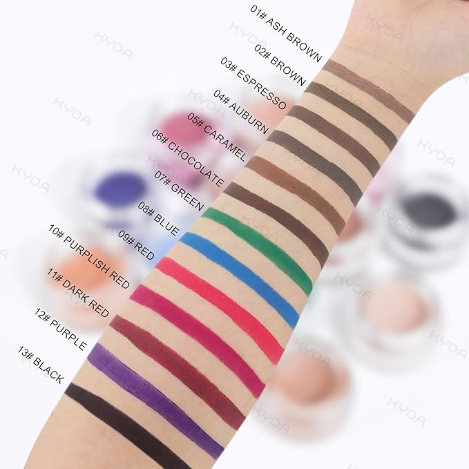 KYDA Purple Gel Eyeliner, Lasting Waterproof Cream Eyeliner, High Pigmented Smudge-proof Formula Brow& Liner Makeup, Waterline Matte Eye Liner with Brush, Natural Brow Pomade Set