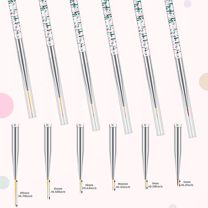 Maitys 6 Pcs Eyeliner Brushes Fine Point Thin Eye Makeup Gel Eyeliner Brush Water Activated Graphic Cosmetic Liner Wands for Eyes Makeup Tools(Bright Style)