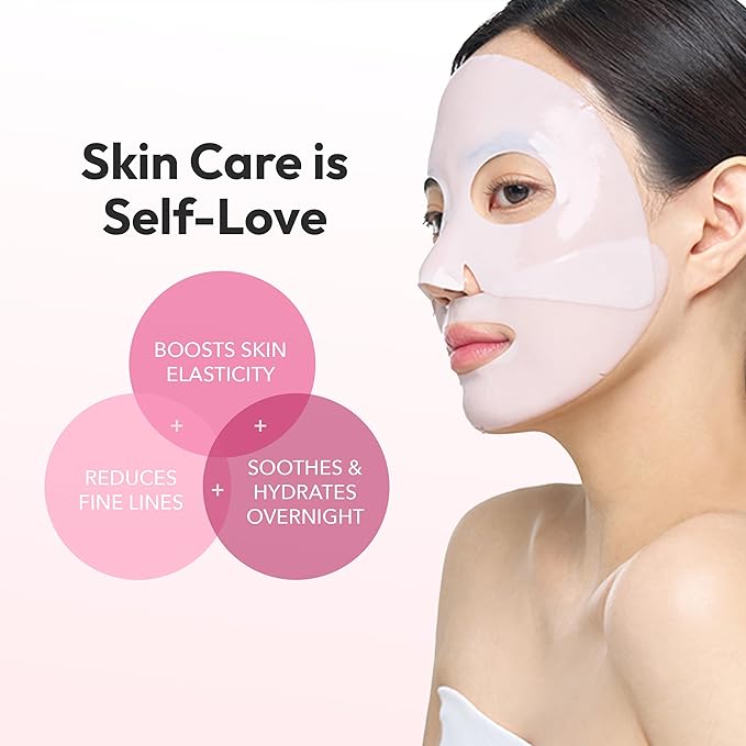 Avajar Red Collagen Hydrogel Mask, Face Mask with PDRN Intensely Hydrating Overnight Jelly Gel Mask with Rejubebe™ & Hyaluronic Acid for Pore Minimizing & Elasticity Korean Skin Care, 5 Pcs