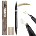 Dual-Ended Microblading Eyebrow Pencil for Women, 2 in 1 Liquid Eyebrow Pencil with Curved Tip and 4D Brow-Fection Microblading Pen, Shaped Fill HairLike Waterproof Lasting Eyebrows 01 New Light Brown