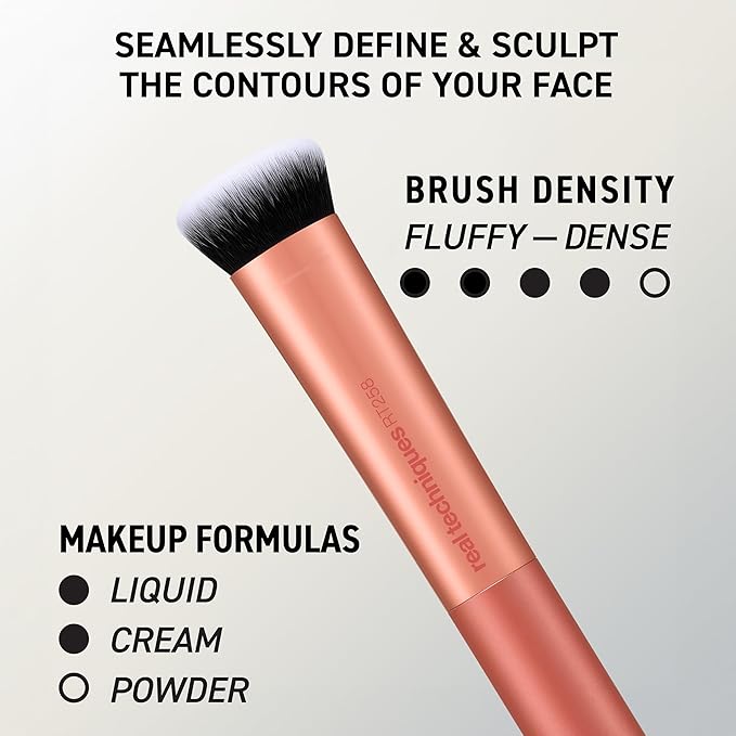 Real Techniques 4 Piece Face Base Makeup Brush Set, For Concealer, Foundation, Contour, & Setting Powder, Makeup Brushes For Blending & Buffing, & Sculpting, Travel Friendly, Gift Set, Cruelty-Free