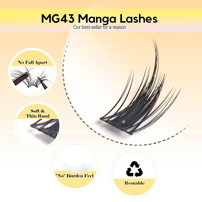 LA MAESII 168Pcs Lash Clusters, Natural Manga Eyelash Clusters, 10-14mm Individual Lashes Eyelash Extension,Large Tray(PL43)