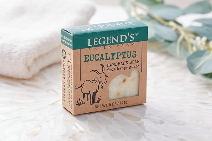 Legend's Creek Farm Goat Milk Soap - Cleansing Moisturizing Bar for Hands and Body - 5 Oz Creamy Lather, Nourishing, Gentle Natural Soap for Sensitive Skin (Eucalyptus, Pack of 2)