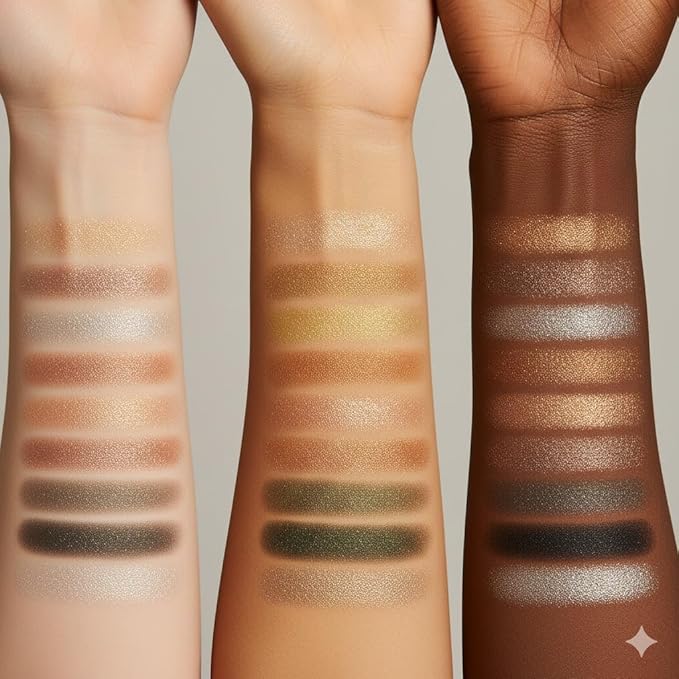 Eyeshadow Palette 9 Colors – Ultra Pigmented Metallic, Foil & Glitter Nude Neutral Shades, Waterproof Smudge-Proof Crease-Proof Long-Lasting Eye Makeup Palette for Everyday Glam, Party & Festival