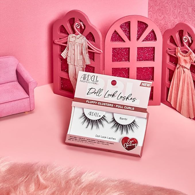 Ardell Doll Look Lashes Bambi – Fluffy Cluster Natural Look False Eyelashes, Full Curls for Big Eye Effect, Lightweight Reusable Wispy Lashes Strips, 4 Pack