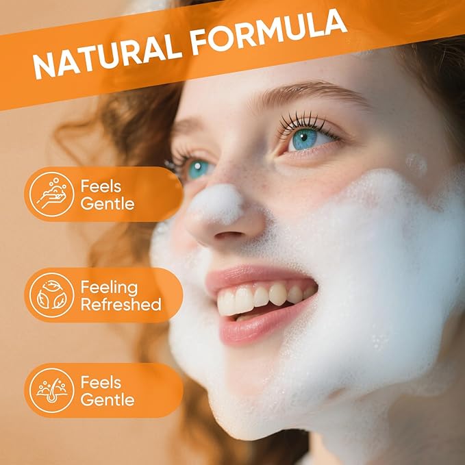 femani 2pcs Glow Wash Turmeric Face Wash With Brush, Deep Cleansing Exfoliating Foaming Facial Cleanser, Improve Skin Condition