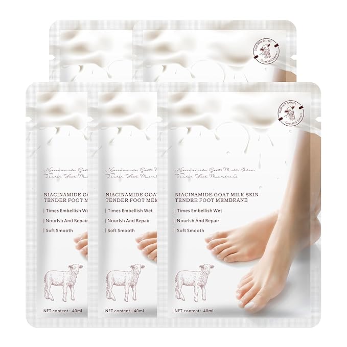 Hydrating Foot Masks Set for Women Men,5 Pack Socks Mask for Dry Cracked Feet（Milk）