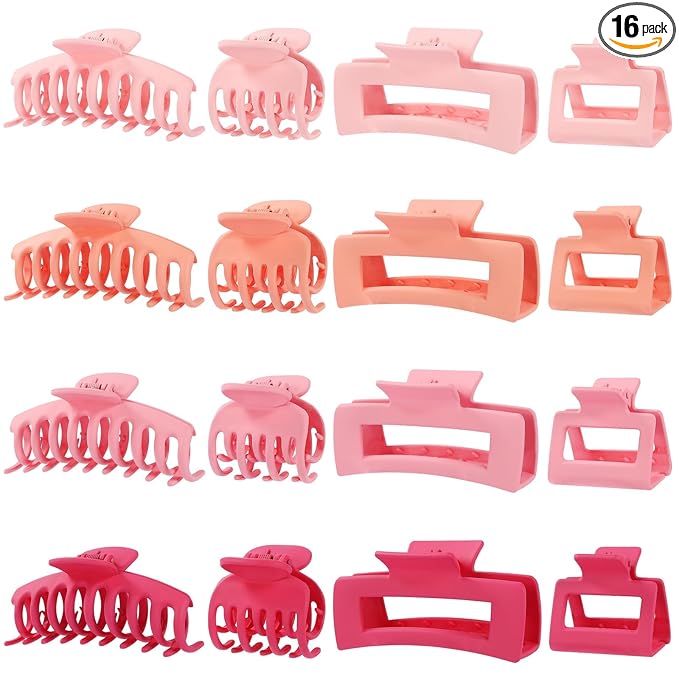 Hair Claws 16 Pcs Hair Clips for Women Thin Thick Curly Hair Large and Small Matte Banana Clips Strong Hold Nonslip