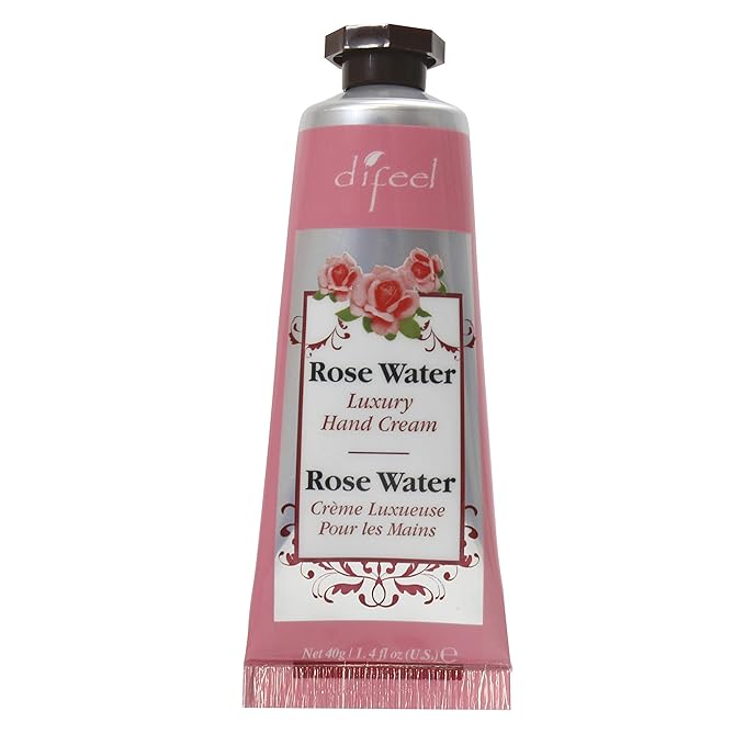 Difeel Invigorating Hand Cream- Rosewater with Pure Natural Oil and Vitamin E 1.4 ounce