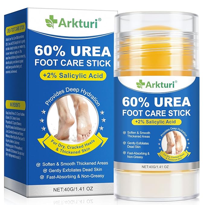 Urea Cream 60% with Salicylic Acid 2% Urea Foot Care Stick, Foot Cream for Dry Cracked Feet, Heels, Knees, Hands, Elbows, Feet Moisturizer Stick for Callus Remover & Skin Softener (40g (Pack of 1))