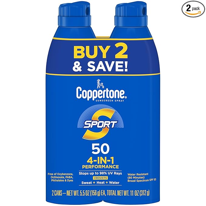 Coppertone SPORT Continuous Sunscreen Spray Broad Spectrum SPF 100 (5.5 Ounce) (Packaging may vary) (Pack of 2)
