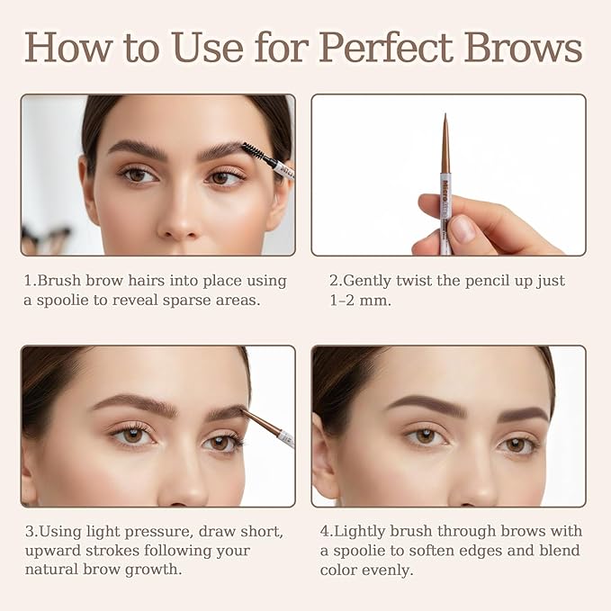 MicroFine Precision Brow Pencil, Ultra-Fine 1.2mm Tip, Buildable Natural Color, Smudge-Resistant Long-Wear, Vegan & Cruelty-Free Brow Definer (02 Soft Brown, 0.0016 oz/45mg（pack of 1）)