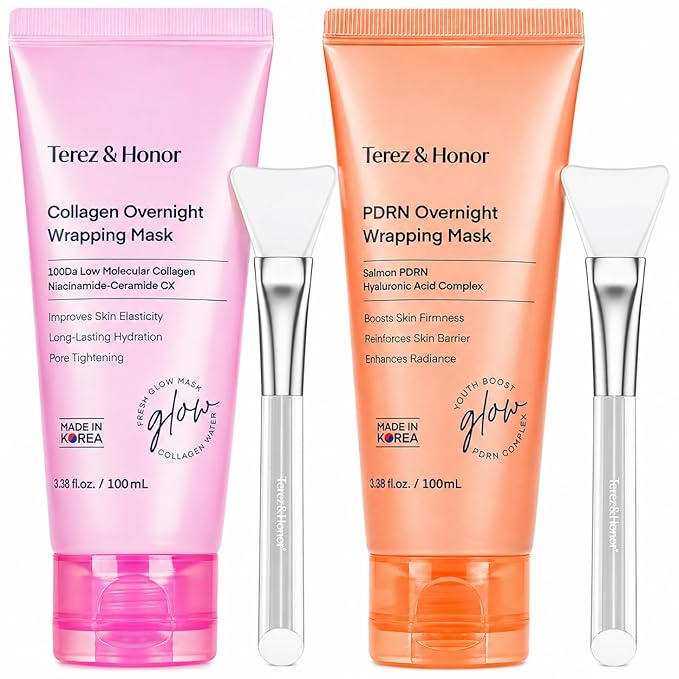 TEREZ & HONOR Collagen Night Wrapping Peel Off Mask & PDRN Duo: Korean Face Mask for Elasticity, Hydration & Glow, Dermatologist Tested, Korean Skin Care 6.8 FL OZ / 200mL