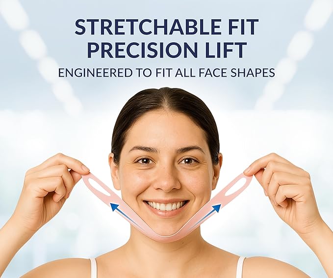 Stylia V Line Lifting Collagen Mask - Lift, Firm & Contour Jawline - Tightening Double Chin Strap with Hyaluronic Acid & Aloe - Neck Tightening and Lifting Mask - Jawline Shaper Face Lift Tape (7PC)