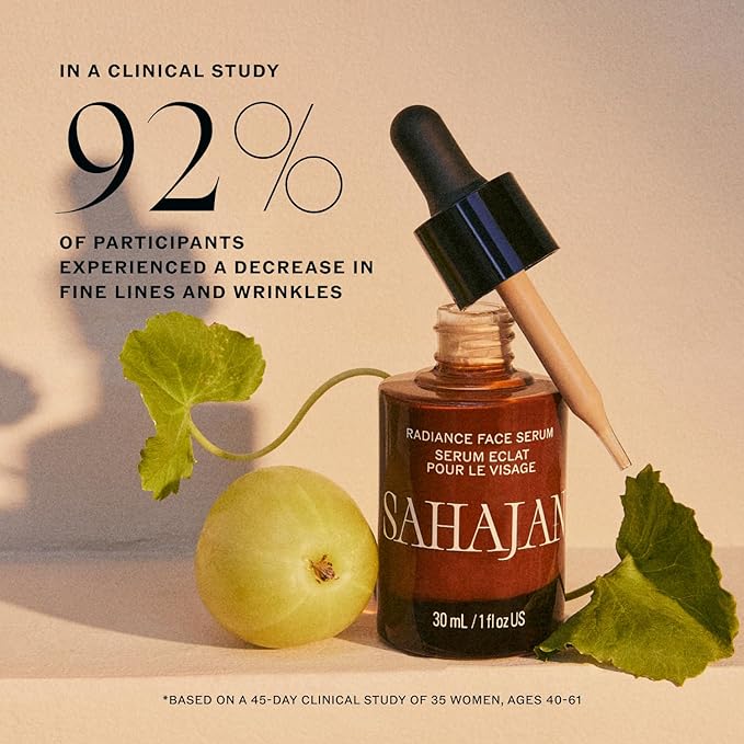 Sahajan Radiance Vitamin C Brightening Face Serum | Ayurvedic Amla, Centella Asiatica & Hyaluronic Acid | Anti Aging Serum for Fine Lines, Wrinkles & Dark Spots | All Skin Types | 1 fl oz