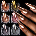 6 Colors Chrome Nail Powder Kit, Rose Gold Bronze Black Chrome Powder for Nails, Magic Mirror Effect Pigment Metallic Rubbing Dust Fine Glitter Powders for Gel Polish Nail Art Decoration