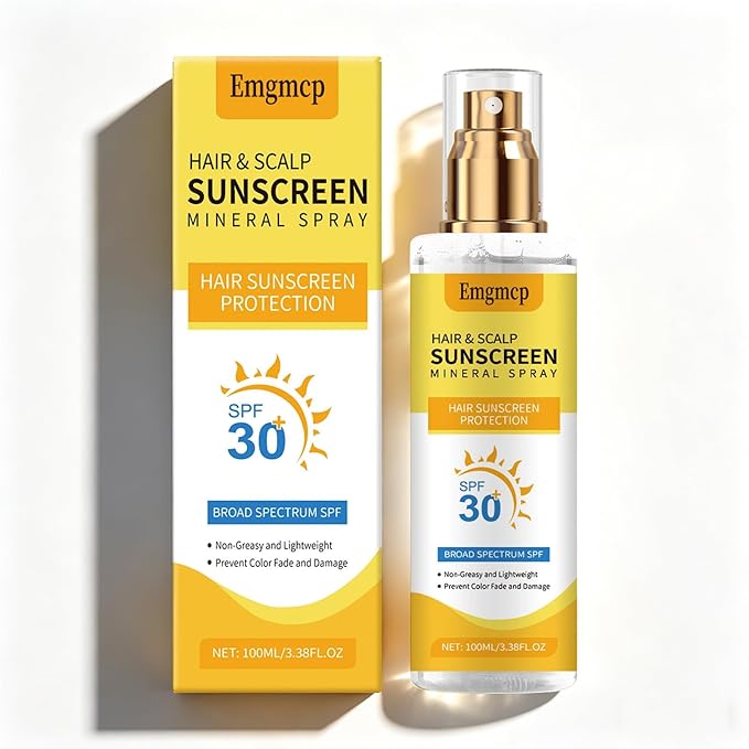 Hair & Scalp Sunscreen Spray SPF 30 | Broad Spectrum UV Blocker for Color-Treated Hair, Weightless Non-Greasy Formula with Coconut Oil, Prevents Color Fade & Dryness, Beach & Pool Essential (1)