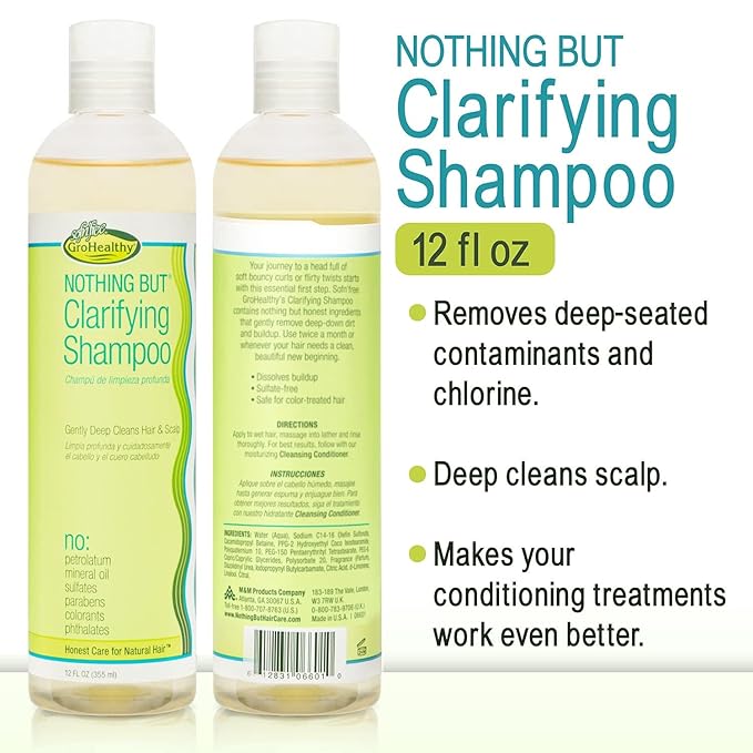 Clarifying Shampoo Sulfate-Free Detox for Natural Hair - Hair Shampoo - Removes Buildup - 12oz - Pack of 4