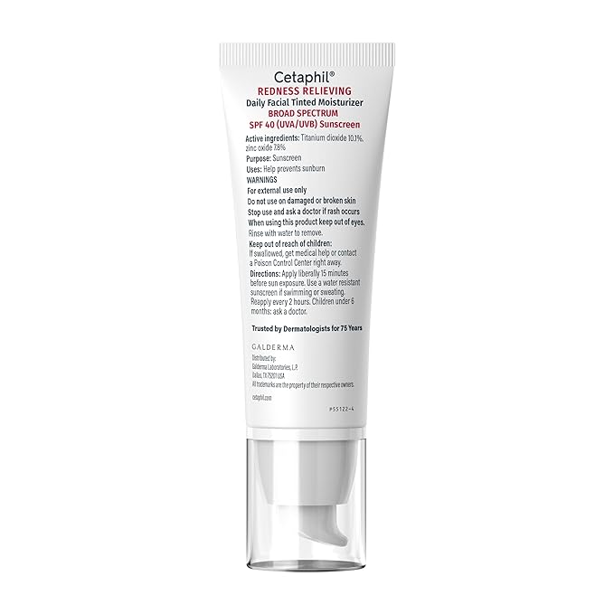 CETAPHIL Redness Relieving Daily Facial Moisturizer SPF 40, 1.7 fl oz, Broad spectrum Sunscreen, Neutral Tint, For Redness-Prone Skin