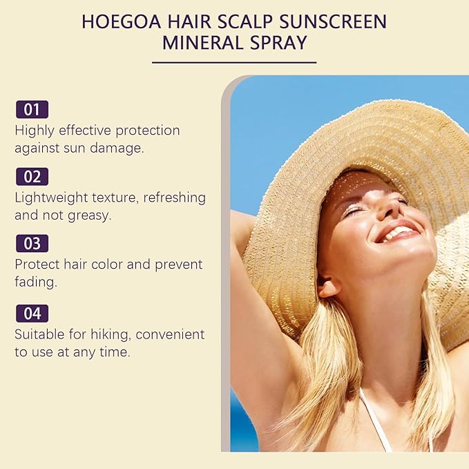 2PC Ultimate Hair and Scalp Sunscreen Spray SPF 30,Color-Lock UV Shield for Dyed/Highlighted Hair, Prevents Color Fade & Dryness, Non-Greasy Protection(100ml)