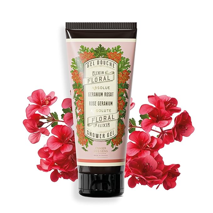 Panier des Sens - Rose Geranium Moisturizing Body Wash for Women & Men - Gentle Shower Gel - 96% Natural - Normal, Sensitive Skin - Body Care Made in France, SLS Free, Vegan - 6.8 floz