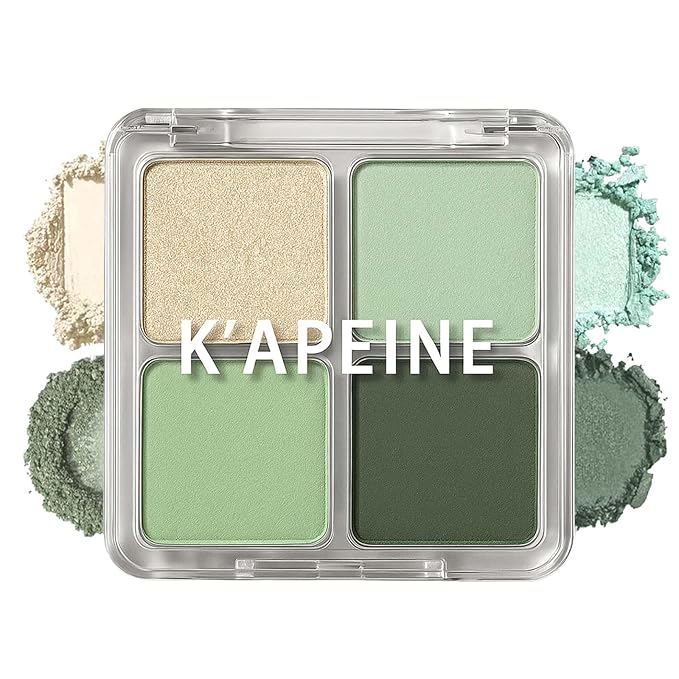 K'APEINE Eyeshadow Palette,Light Green Eye Shadow Matte Glitter Makeup Palette 4 Colors Sage & Olive Eye Makeup Shades Mini High Pigmented Long-lasting for Woman Girls Party,Music Festival, Stage