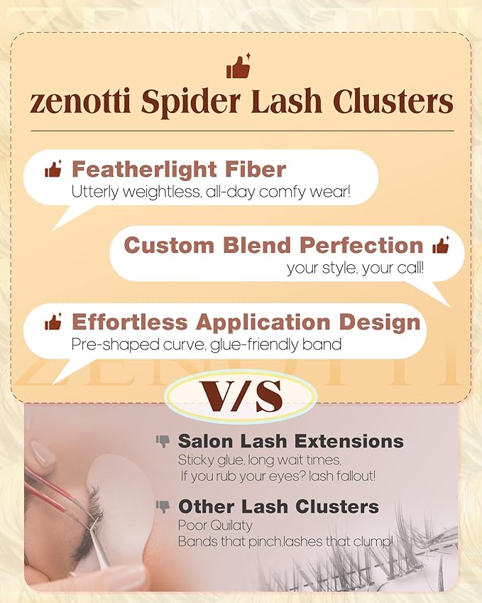 Spider Lashes Cluster Kit Natural Breeze Lash Clusters Wispy Eyelash Clusters Kit Venus Cluster Eyelash Extension Fluffy Individual Lashes D Curly 8-16mm Lash Extensions with Invisible Band by zenotti