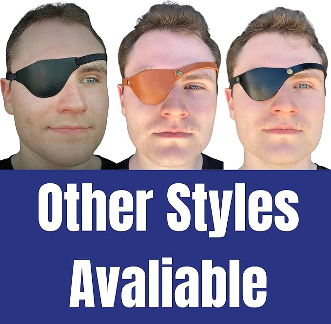 Brown Leather Eye Patch with Adjustable Band and Concave Design - Comfortable Medical Eye Patch for Left or Right Eye