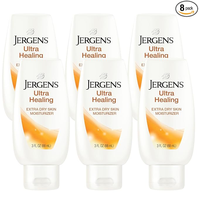 Jergens Ultra Healing Moisturizer for Dry Skin, Hand and Body Lotion, with Hydralucence Blend, Vitamins C, E and B5, 3 Oz, Pack of 8