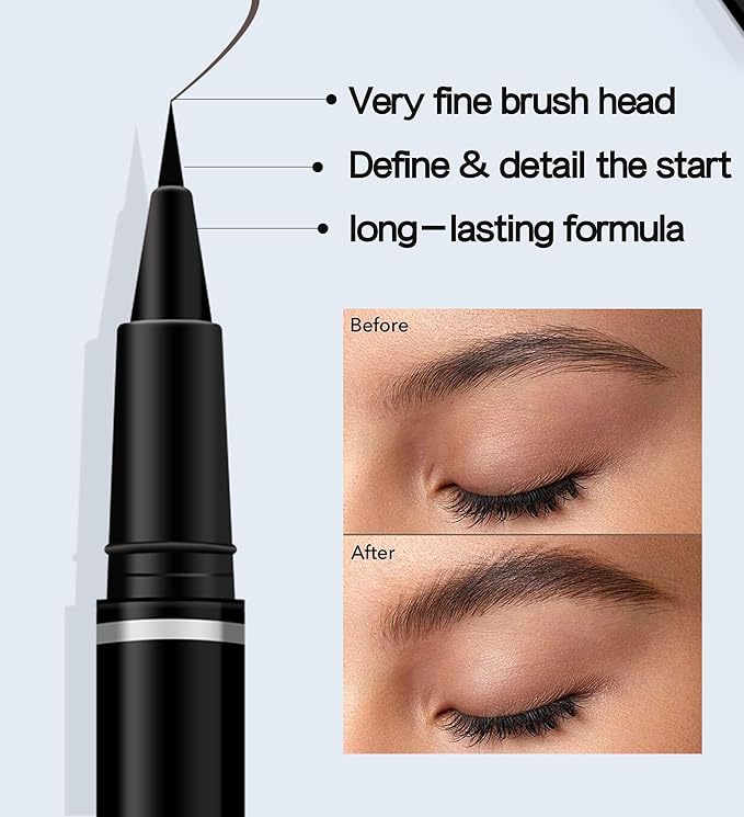 Eyebrow Pencil Ultra-Fine Liquid Eyeliner, Wild Eye Makeup Water Eyebrow Pen, Waterproof Brow Pen Eye Pencil, Multifunctional Finish，Longwearing, Smudge-proof, Ultra-Fine Tip (03)