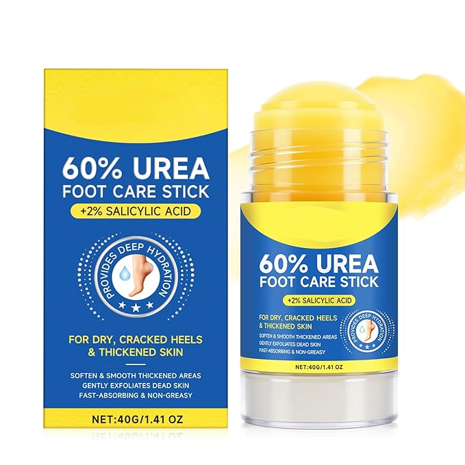60% Urea with 2% Salicylic Acid Urea Foot Care Stick,Gentle hydrating winter foot cracking care cream,Cracked Heel Repair Restoring Balm,Moisturizes and Hydrates the Dry Skin，Feet Callus Remover(1PCS)