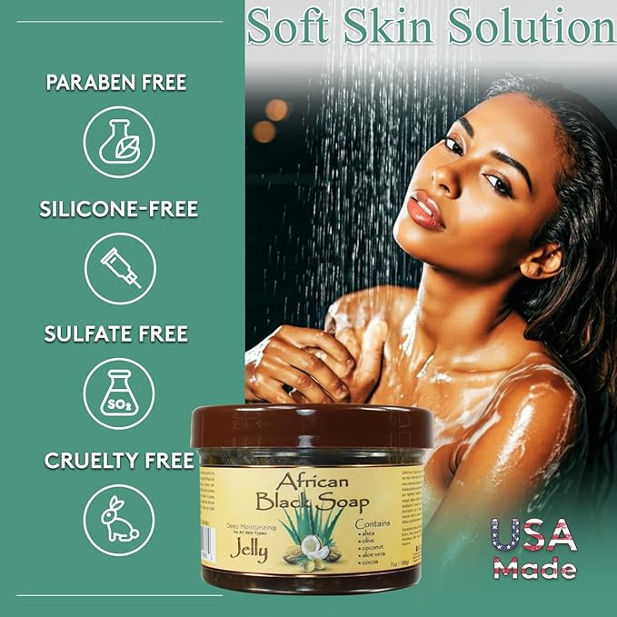OKAY African Black Soap Jelly Antiseptic Wash – Acne & Blemish Cleanser for Face & Body, Helps with Dark Spots & Uneven Skin Tone, Sulfate, Silicone & Paraben Free, For All Skin Types, 7oz / 198g