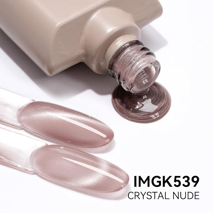 MAYCHAO 15ML Crystal Glassy Nude Cat Eye Gel Nail Polish 1Pc Silk Nude Cat Eye Gel Polish Soak off Holographic Magnetic Nail Polish for Nail Art Manicure Salon DIY at Home, 0.5 OZ