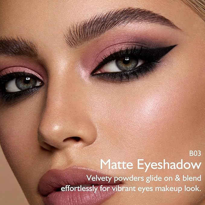 Rose Matte Eyeshadow Palette, Single Eye Shadow Palette High Pigment Rosy Brown Eyeshadow Velvet Compact Pressed Powder Primer Lightweight Blendable Crease-proof for Daily Natural Eye Makeup