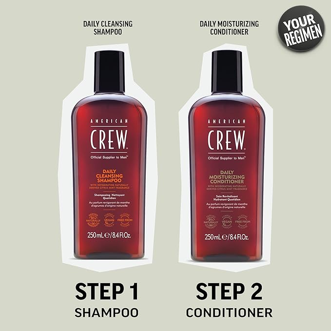 American Crew Conditioner for Men, Daily Moisturizer, Naturally Derived, Vegan Formula, Citrus Mint Fragrance, 3.3 Fl Oz