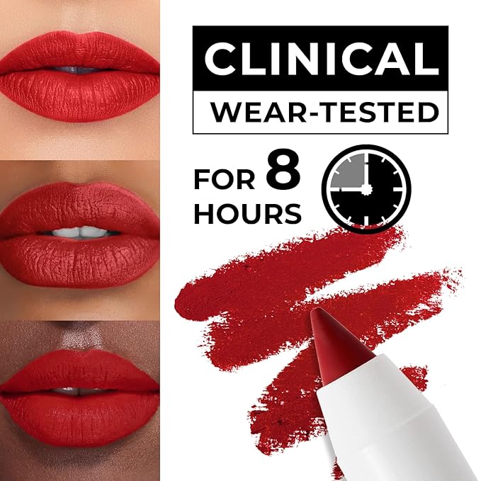 Lamel Gel Lip Liner Pencil - Ruby Red - 2-in-1 Waterproof Lip Liner - 8-Hour Wear, Creamy Texture, Sharpenable, High Pigment - Provides Smooth Finish or Full Coverage - N.411