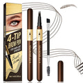 Eyebrow Pencil for Women,4-Tip Microblading Eyebrow Pen with 1 Brow Brushes, Waterproof&Sweatproof for Women to Effortlessly Create Natural Hair-Like Strokes, All-Day Wear,Gifts for girls,Brown
