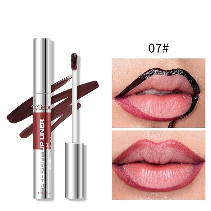 4Pcs Peel Off Lip Liner Stain Set - Long-Lasting, Smudge-Proof, Waterproof Nude Matte Lip Tint, Non-Fading Peel Off Brown Lip Line Color, Effortless Precision & Full Coverage, Overline Lip Combo