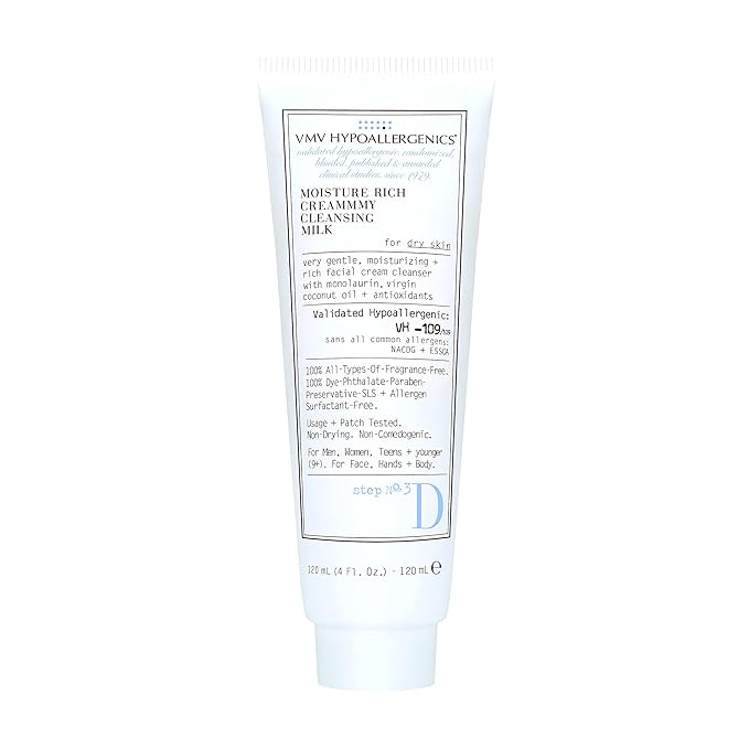 VMV HYPOALLERGENICS Moisture Rich Creammmy Cleansing Milk (Dry Skin), 4 Fl Oz (Pack of 1), (104406)