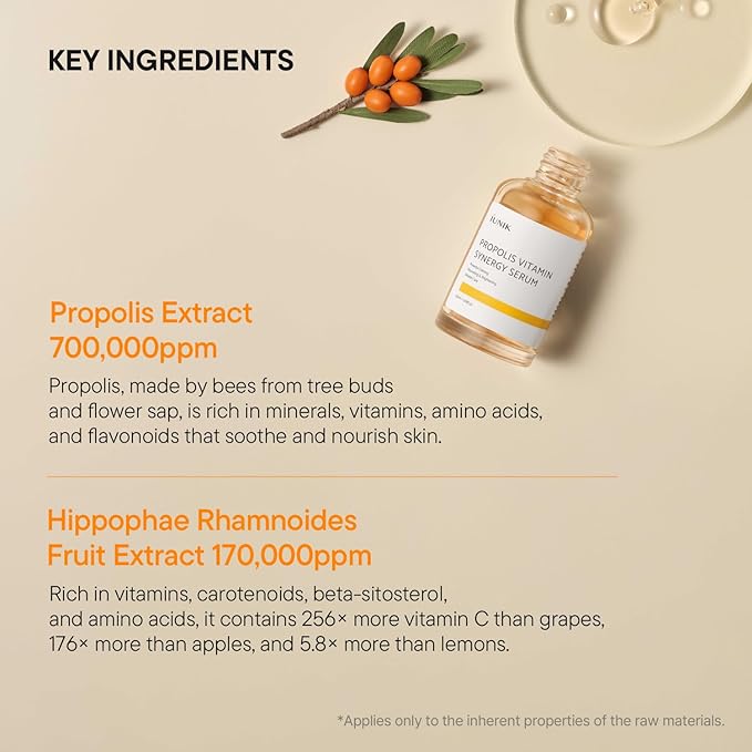 IUNIK Propolis Vitamin Synergy Serum – Propolis & Vitamin Tree Extract, Glow Boosting & Nourishing Serum for Dry, Dull & Sensitive Skin, Korean Skincare, 50ml / 1.69 fl oz